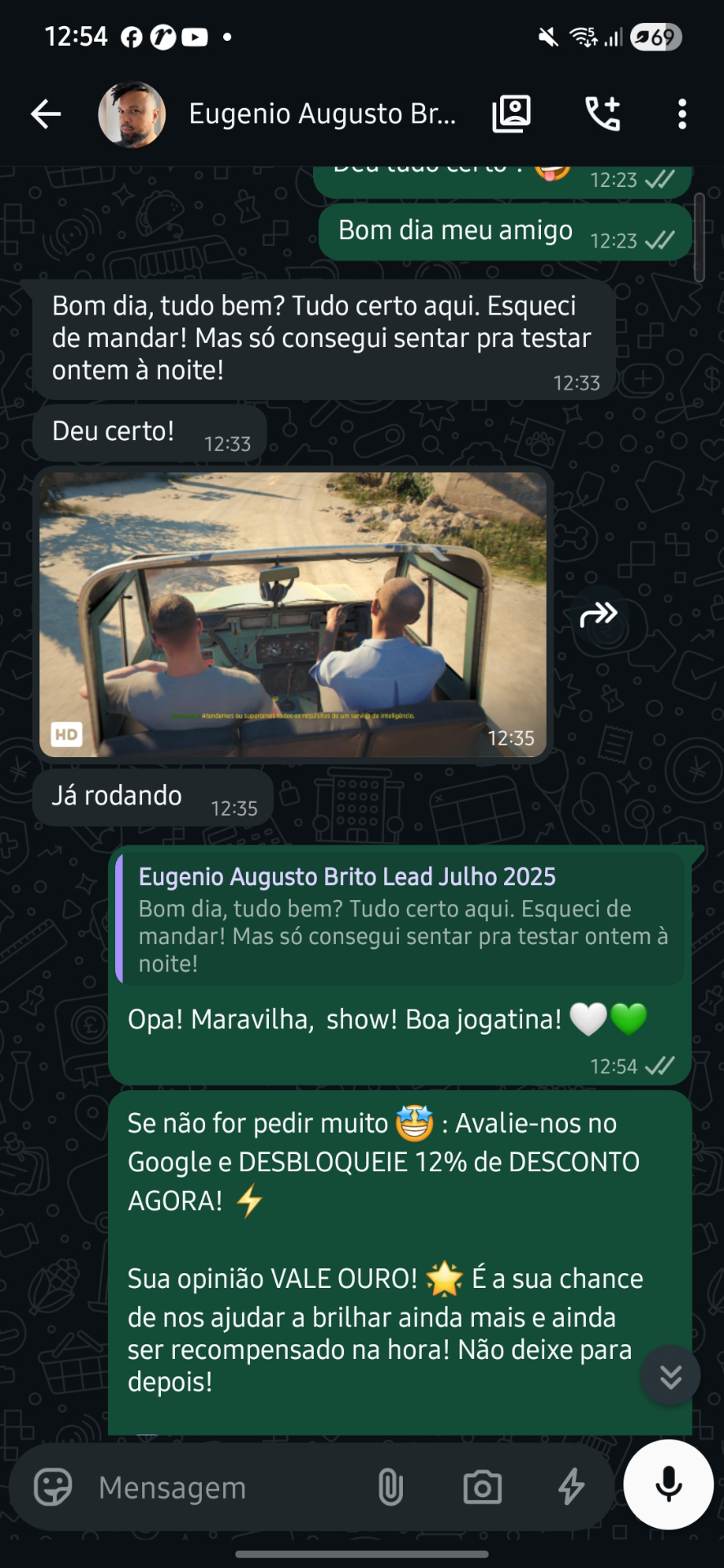 Conversa real com cliente Eduardo Ribeiro